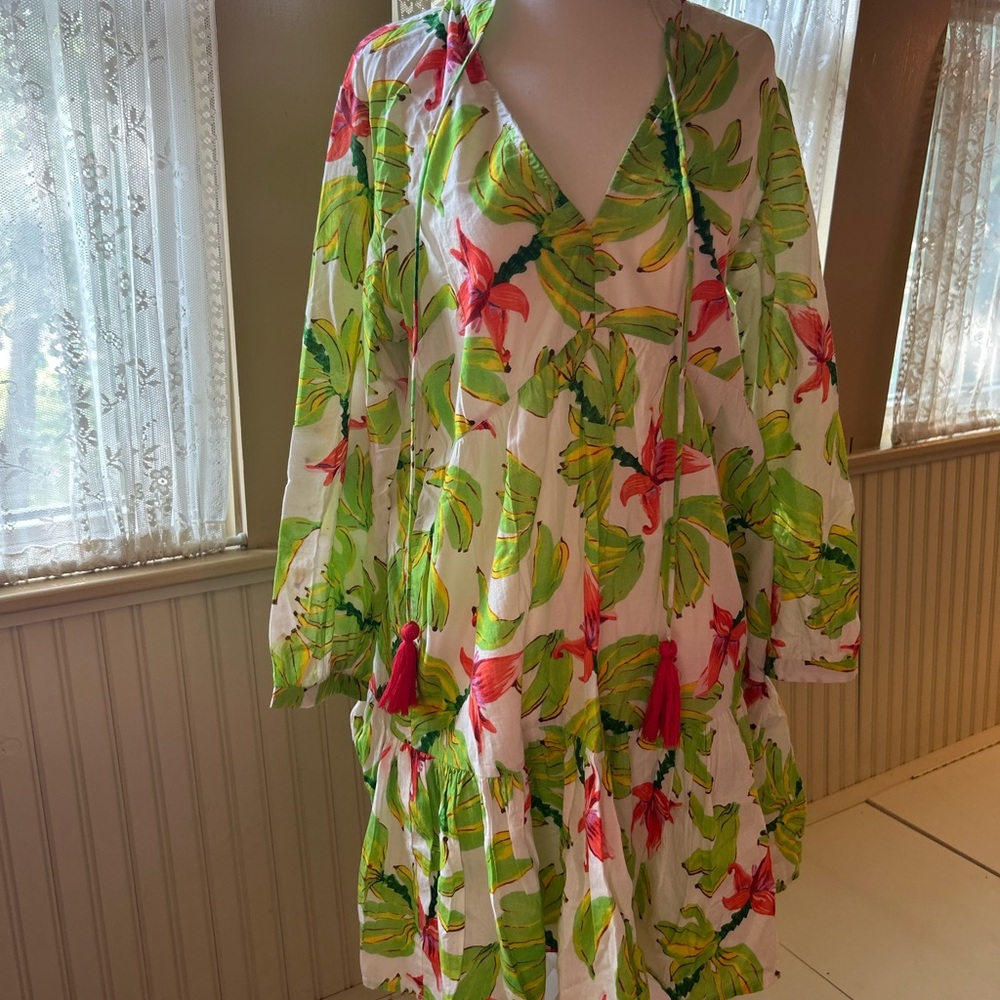 Floral Green and Red Dress